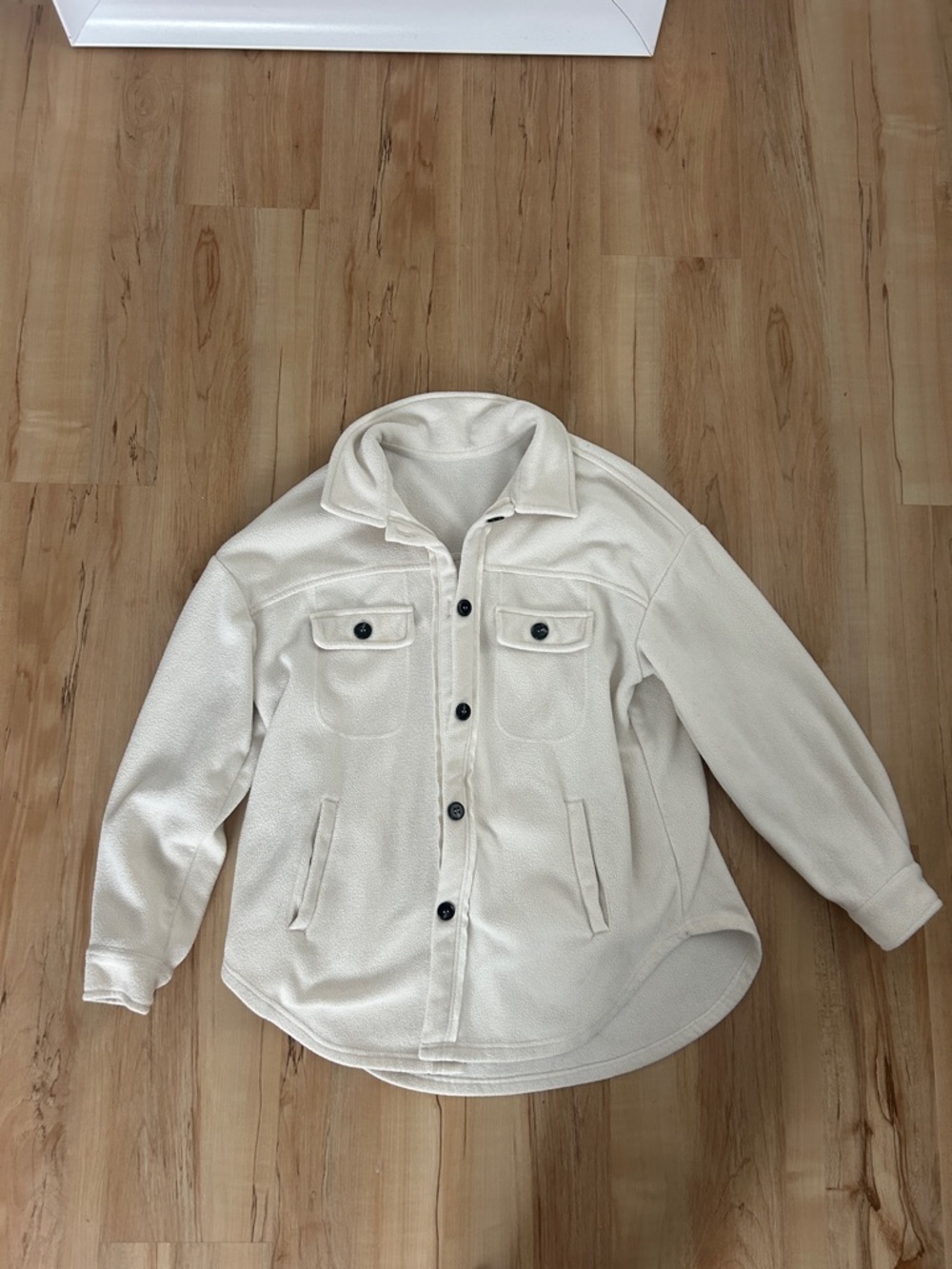 Ivory Fleece Button-Front Shacket